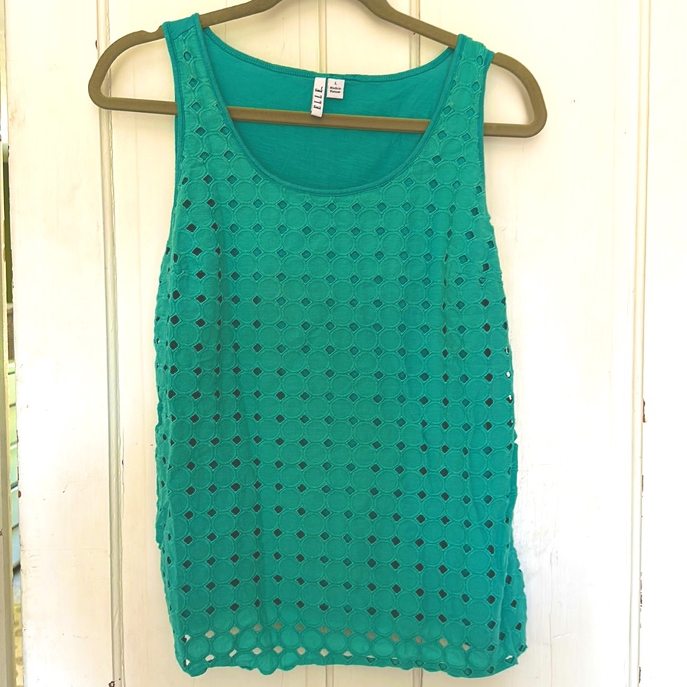 Aqua Sleeveless shirt with overlay